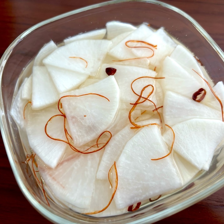 簡単酢で簡単!大根のピリ辛酢漬け